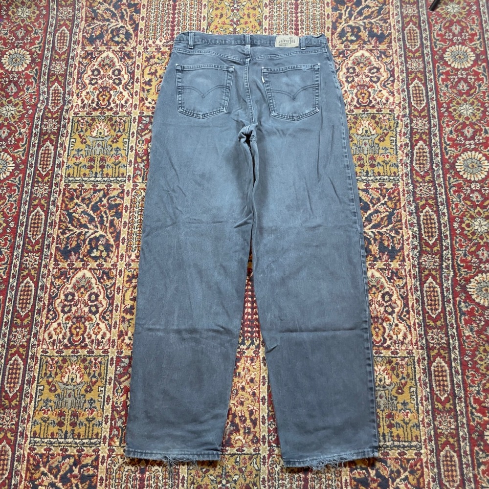 VTG‎ 90s Rare Levis SilverTab Baggy Faded Navy Denim Jeans 36x34 Wide Leg Hole